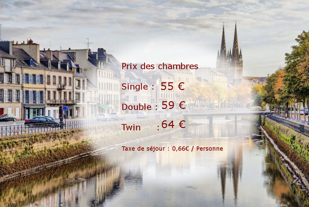 Prix des chambres : Single 55€ Double 59€ Twin 64€